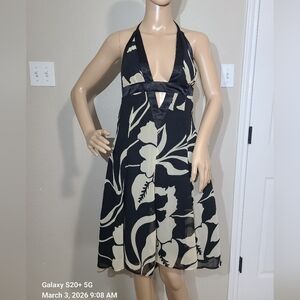 Black and Cream Halter Dress